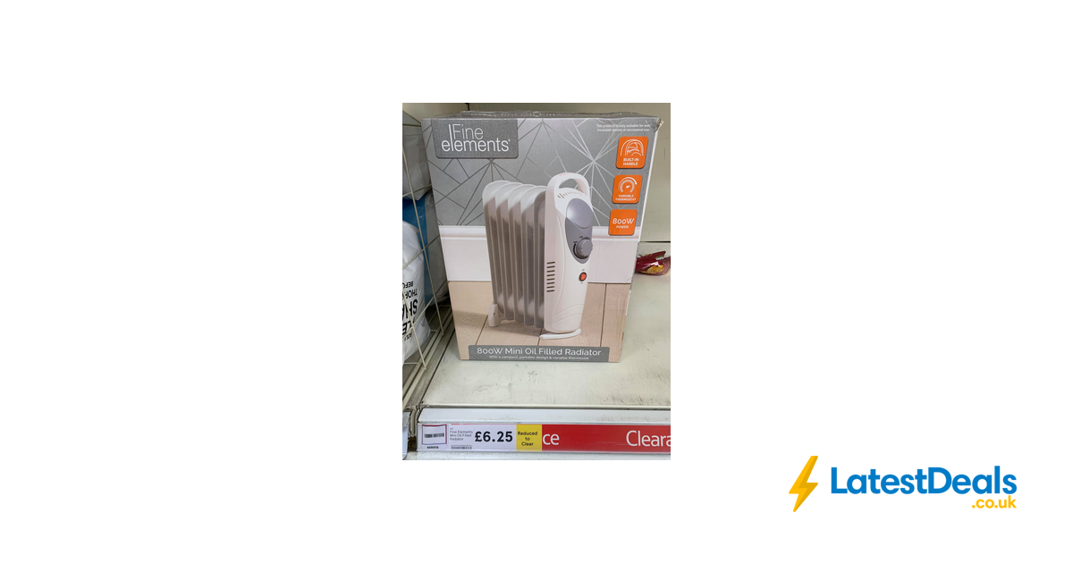 800W Mini Oil Filled Radiator, £6.25 at Tesco