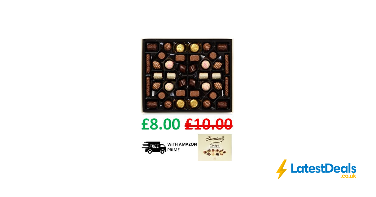 40 Thorntons Classic Milk, Dark & White Chocolates. Box 449g, £8 at Amazon