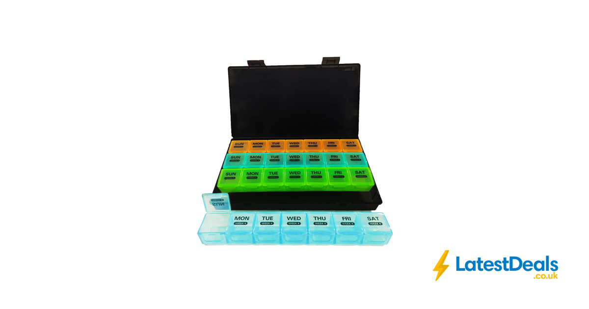 Monthly Pill Box Organizer 28 Compartments For Medications And